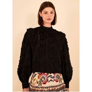 NWOT Farm Rio Black 3D Star Blouse Large